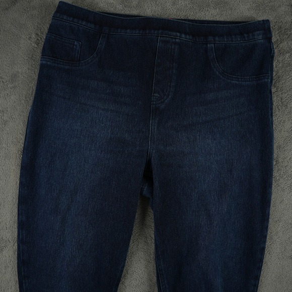 SPANX Denim - Spanx Jean-ish Ankle Leggings Women XL Dark Blue‎ Denim Jeggings Stretch